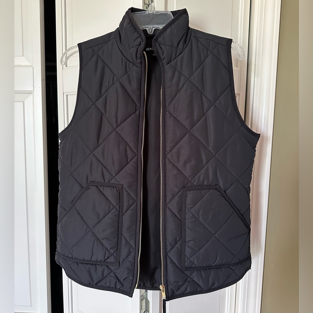 Black, quilted vest, J Crew, size Small